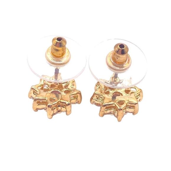 Women’s Gold flower CZ stud earrings - Picture 3 of 4